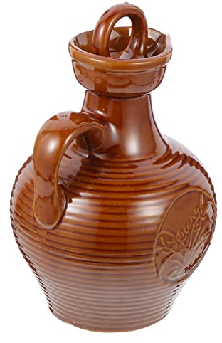TOYANDONA Pot à Vin Céramique Résistant Haute Température Cruche Vintage Relief pour Maison Restaurant Bar Service de Vin Portable