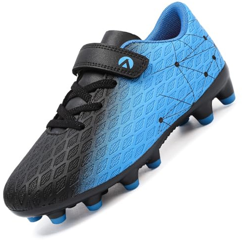 LECYGNB Boys Football Boots Kids Girls Athletics Training Astro Turf Soccer Shoes Teenager Profession Competition Indoor Outdoor Sneakers Unisex Blue Black UK 12.5