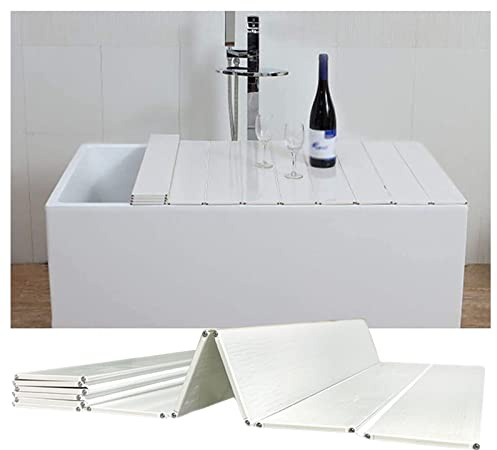 Hopfällbart badkarsskydd i PVC, multifunktionellt badkarsskydd i plast, badkarslock, dammtät skiva för badrumsspa, 0,6 cm tjocklek (66 x 97 x 0,6 cm)