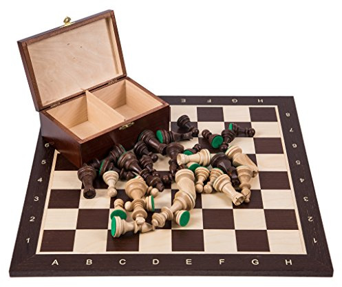 SQUARE - Pro Schack Set No. 5 WENGE - Schackspel - Schackfigurer och schackbräde av trä
