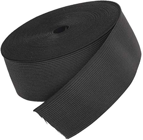 Wide 2 inch Elastic for Sewing - 50mm Flat Black Elastic Band, 6 Metres | Waistbands, belts, sofa cover straps, upholstery, costumes, heavier garments, non roll woven edges