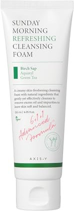 AXIS-Y Sunday Morning Refreshing Cleansing Foam With Birch Sap Hydrating & Soothing Gentle Facial Cleanser Vegan Korean Skin Care Face Wash For All Skin Types 4.06 Fl. Oz.