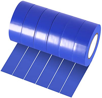 Xrkuu Lot de 6 rouleaux de ruban adhésif électrique bleu, 18 mm x 10 m, ruban isolant en PVC, étanche et résistant pour projets de fils, isolation et réparation de fils cassés