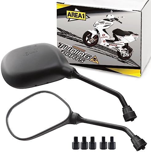 Area1 moto juego de espejos/Marca de homologacion E / 2xM10 derecha, 2xM8 derecha, 1xM10 izquierda, 1xM8 izquierda/se adapta a Neos, Neos 4, Jog, R, RR, Slider (V49)