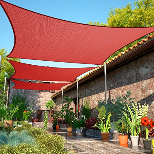 ShadeMart 45 x 63 cm rött solskyddssegel UPF50 rektangel smTAPR1416 baldakin tyg skärm, vatten och luft genomtränglig och UV-beständig, kraftig, Carport uteplats utomhus – vi anpassar storleken