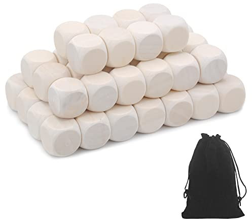 50 Stücke Holzwürfel Würfel Blank Unlackiertes Holz Holzwürfel Bastelwürfel Natürlich Unfertige Holzblöcke Puzzle Holzwürfel Blanko Deko Holz für Holz DIY, Stempel, Puzzles