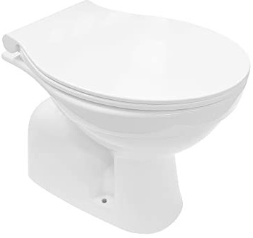 Belvit Inodoro de ducha con función bidé – Inodoro de pie de cerámica sanitaria con taharet, salida vertical al suelo, ducha higiénica y tapa de inodoro de cierre suave