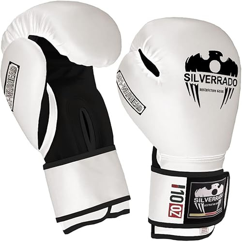 SILVER RADO Gants de boxe pour hommes/femmes, gants de boxe thaï, sparring, gants de kickboxing pour MMA, arts martiaux, entraînement et punching 8 10 12 14 16 oz
