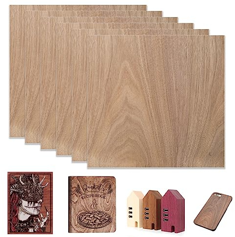 Victool 6 stycken 30 cm x 30 cm svartnöt plywood, obearbetat trä för lasergravyr CNC-skärning hantverk målning