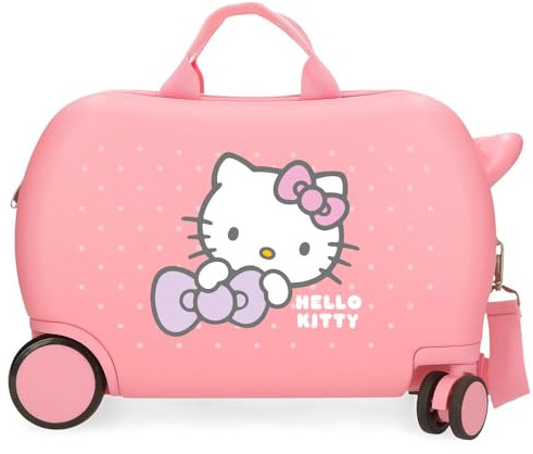 Hello Kitty My Favorite Bow, kabinväska, barnväska, tillverkad av ABS, fyra flerriktade vridbara dubbla hjul, praktisk insida med två elastiska gummifack., Rosa, 31 cm x 45 cm x 20 cm, barnresväska