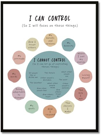 NymphFable Poster Decorazione Murale Salute Mentale Posso e Non Posso Controllare Poster Citazioni Ispirative per l'Ufficio Decorazione Aula 12x16 in Senza Cornice