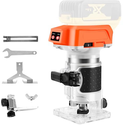 Fresadora con batería para batería Dewalt de 20 V, 800 W, fresadora con una mano, motor sin escobillas, cortador manual eléctrico, laminador de madera, router de palma