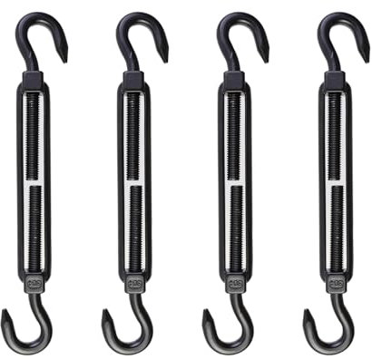 Woogim M8 Spannschloss aus Edelstahl, Haken und Ösen, Spannschloss, Drahtseil, Spannschloss, Haken, Schwarz, 4 Stück