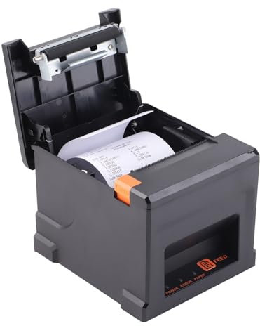 USB Thermo Belegdrucker, 80 mm POS Drucker mit Automatischer Schneidevorrichtung, Hohe Geschwindigkeit, Unterstützung Mehrerer Sprachen, für Catering Systeme (EU-Stecker)