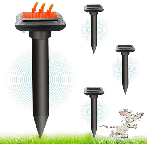 Solar Mole Repeller,Maulwurfschreck, Maulwurfschreck, Mäuse vertreiben,Wühlmausschreck,Mäuse vertreiben ultraschall, Solar-Maulwurfschreck (4 Stück)