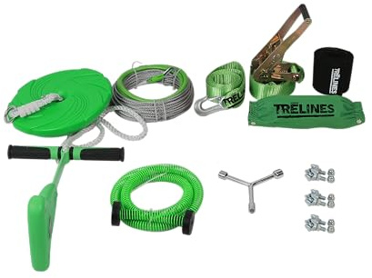 Trelines NA847131 Zip Line with Brake Green Black