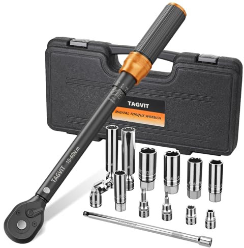 TAGVIT Llave Dinamometrica 1/4 & 3/8 & 1/2, 5-25Nm, 10-60Nm, 20-220Nm, 3 Piezas Llave de Torque, ±3% Alta Precisión, 72 Dientes Llave Dinamometrica Set para Bicicleta, Moto, Coche