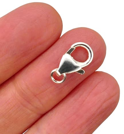 Cierre de mosquetón de plata de ley 925, 12 mm, cierre grande para | Para la creación de joyas y reparaciones de bricolaje. Cierre de garra para cadenas y pulseras pesadas.