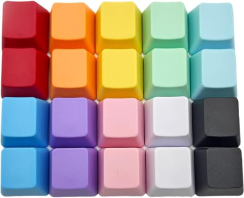 BoaJAJUHU OEM-Profil Blank Tastenkappen PBT Regenbogen gemischte Farben 1U R4 Tastenkappe für MX-Schalter mechanische Tastatur (Gemischte Farbe, 20Stück)