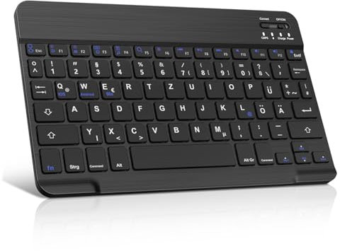 SENGBIRCH Deutsche Bluetooth Tastatur für iPad 11. A16/10. 10.9/Air 11/Air 13/Pro 11/Pro 12.9/Mini/iPhone - Tastatur für Samsung/Huawei/Honor/Xiaomi/Redmi/Windows Tablet, Ultra-dünn mit Type-c Kabel