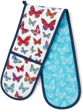 SiXsigma Sports Double Oven Gloves Heat Resistant Oven Mitts - Heavy Duty Potholders Novelty Home And Kitchen Gloves For Cooking & Baking - Ideal For Women (Multicolour Butterfly)