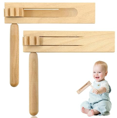 2 Pièces Crecelle en Bois Jouets à Cliquet en Bois pour Enfants Créateur De Bruit à Cliquet en Bo is Jouet à Cli-Quet en Bo-is Ratchet en Bo is pour Jeux Fête Événements