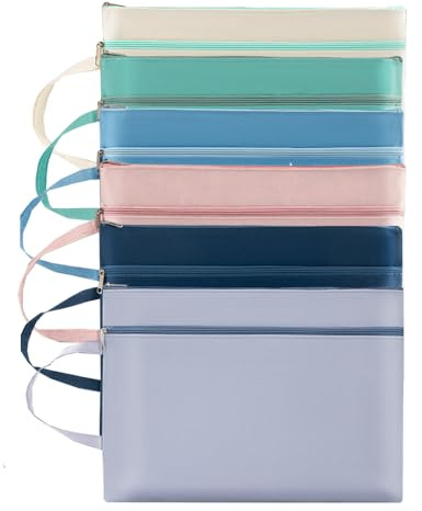 Oaygat 6 Pack A4 Waterproof Oxford Cloth Bag and Information Bag Wallets with Popper Zipped Wallets Folders Waterproof Wallet Document Folder Files for Home, Office, School and Travel