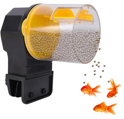 Automatic Fish Feeder, Timed 12/24 Hour Fish Tank Feeder with Dual Food Containers, Manual Auto Food Dispenser for Aquariums with Battery