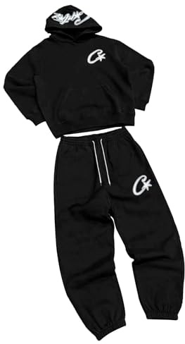Survêtement en coton pour garçon et fille - Tendance - Baggy - Sweat à capuche et pantalon - Ensemble de 2 pièces - Décontracté - Pantalon de jogging - Survêtement de sport à capuche - Tenue de