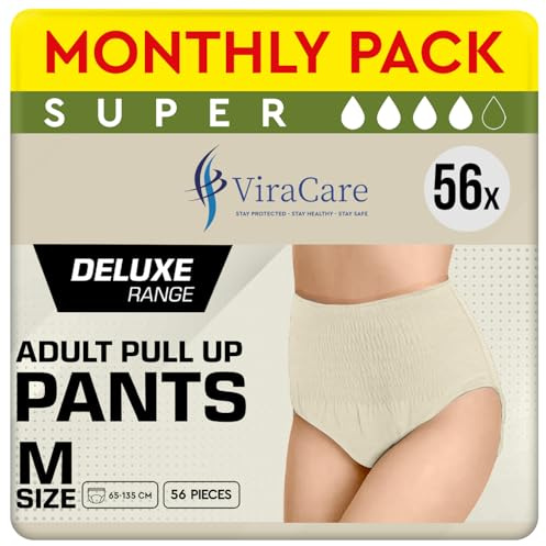 56 x Cream Super Incontinence Pants Women, Adult Nappies | High Absorption, Anti-Leakage, Soft-Stretch Waistband, Breathable, Discreet Fit, Adult Diapers, Medium Size (4 Packs of 14)