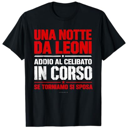 Maglietta Addio al Celibato Sposo Amici Notte da Leoni. Maglietta