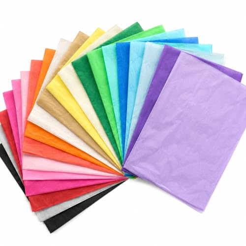 ihaspoko 100 ark sidenpapper, 50 x 70 cm färgglada presentpapper | 20 färger presentpapper, sidenpapper förpackningsmaterial för pyssel dekoration, bröllop, födelsedag och buketter