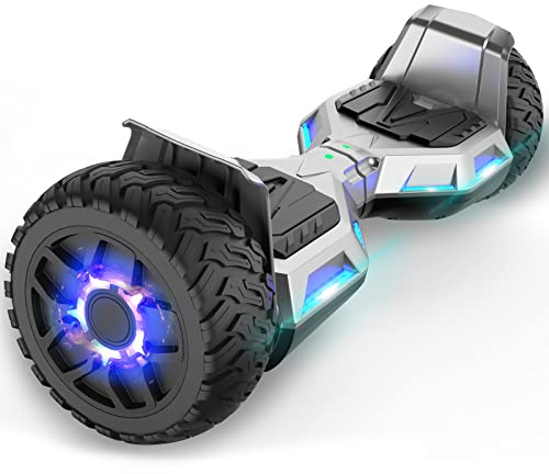UNI-SUN All Terrain Hoverboard, 8.5'' Offroad Hover board, 2.8 Times Walking Speed Hoverboards with Lights and Bluetooth for Adults and Teens, Off Road Hoverboard Gifts