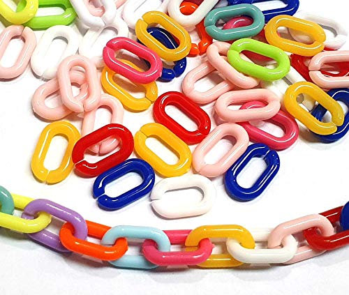 3 metri, catena a maglie collegate in plastica, ovale, catena a maglia barbazzale da 15 mm, multicolore, clip a C, per la creazione di gioielli, collane, bracciali, fai da te