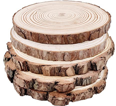 Rodajas de Madera Diámetro 18-20 cm 5pcs Troncos Madera Decoracion Apto para Pirograbador de Madera, Pintura,Navidad