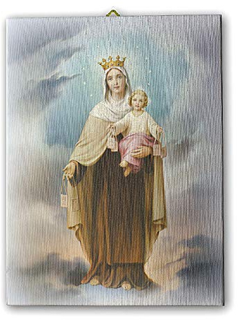 Holyart Cuadros, estampas y manuscritos iluminados: Cuadro sobre tela pictórica Virgen del Carmen 25x20 cm