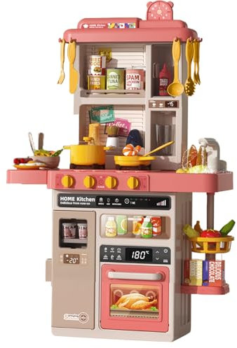 Kinderküche, AolKee Spielküche mit Licht und Sound, Zubehör Kinderküche, Küche Kinder, Kinder spielküche, Spielen Lebensmittel Sets für Kinder Küche