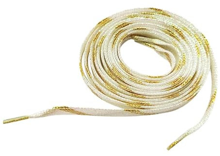 2 Paar Flache Reißfest Schnürsenkel 1cm Breite Ersatz Schuhbänder Schnürband Sneaker Shoelace für Sportschuhe Wanderschuhe Laufschuhe Turnschuhe Freizeitschuhe Fussballschuhe,Weißes Gold,100cm