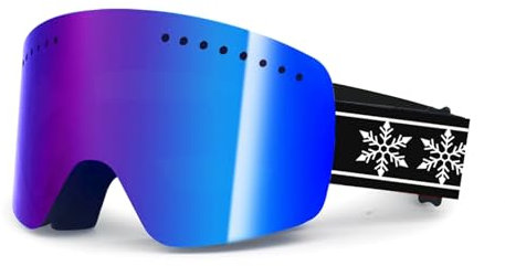 WIN.MAX Skibrille Unisex für Herren und Damen Rahmenlose Snowboardbrille UV-Schutz Anti-Nebel Schneebrille Helmkompatible Ski Goggles zum Skifahren für Brillenträger