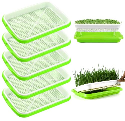 UZSUZZ 5 Pezzi Vassoi per la Germinazione Dei Semi Germogliatore Per Semi Vassoi per Semi 34X25cm Vassoio di Germinazione di Grande Capacità Propagatore Idroponico Sano Senza BPA