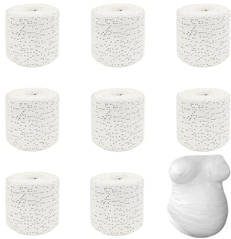 KLLJ Rotolo Garze Gesso,8pcs Rotoli Bende Gessate,Benda in Gesso,Gesso Panno Gesso Garza,Panno di Gesso,Asciugatura Rapida,per Bricolage,Modellismo