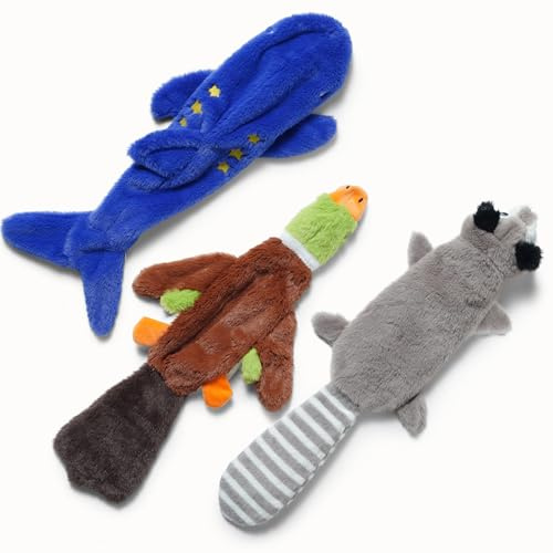 Nocciola Lot de 3 jouets couineurs pour chiens, sans rembourrage, en tissu doux et indestructible, pour bouteilles d'eau, jouets à mâcher en peluche pour petits, moyens et grands chiens.