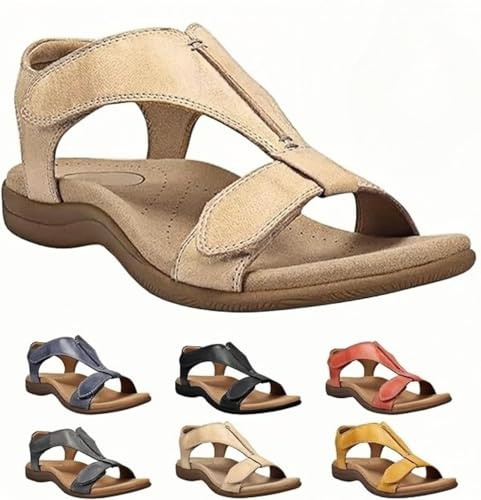 Hejunx Sandales orthopédiques pour Femmes, Pieds Larges, Sandales pour Femmes, Chaussures d'été à Talons Ouverts, Chaussures d'été Pieds Nus, Sandales Largeur H, Sandales de Plage à Bout Ouvert
