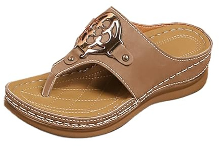 Generisk tåseparator damer med kilklack pantoletter damer sommar eleganta bekväma sandaler platta sula sandaler lätta kilsandaler vattentäta strandsandaler andas tofflor