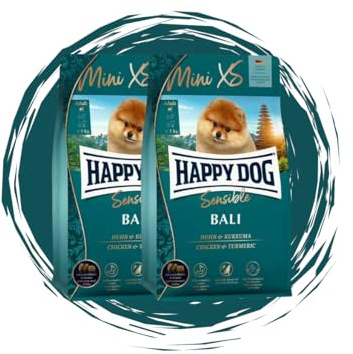 Happy Dog Sensible Mini XS Bali – Hundefutter Bundle 2×300 g - Getreidefrei & sensitiv - Extra kleine Kroketten für Mini-Rassen - Pferd & Tropische Rezeptur