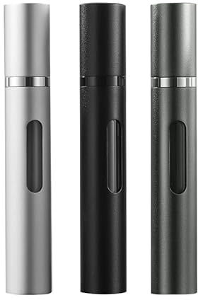 DIOHIO 10ml 3pcs Perfume Travel Refillable Bottle,Perfume Atomizer Travel Refillable, Bottom-Filling Fragrances Perfumes Bottle,Mini Cologne Dispenser,Portable Sprayer（Black-Grey-Silver）