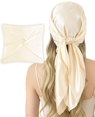 CHUNG Women Satin Scarf Solid Colors Large Headscarf Silk Bandana | 90 X 90 cm Bandanas Soft Lightweight Headscarf for Women Hair Decor, Summer Accessories
