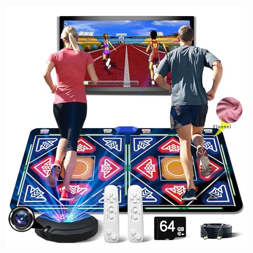 Tappeto da ballo HDMI con fotocamera, 64 GB, 1030 giochi, 700 canzoni, 81 video MTV, giochi di danza, educativi e fitness, tappeto elettronico musicale in flanella, regalo per bambini e bambine.