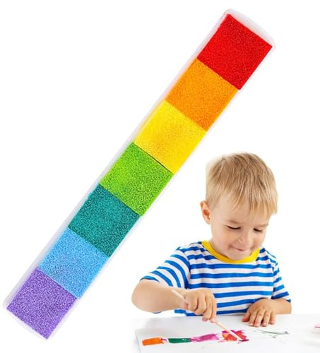 Regnbågsbläck, tvättbar gradient fingerbläck, 7 färger, regnbågspapper för