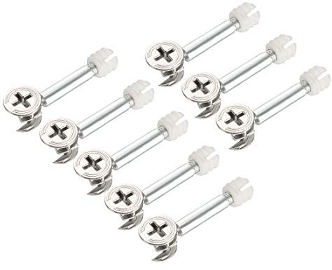 sourcing map 3-in-1 Furniture Connecting Kit 15mm Outer Dia Cam Fitting, M6x40mm Dowel Screws, 10.7mm OD Pre-inserted Nut 8 Sets